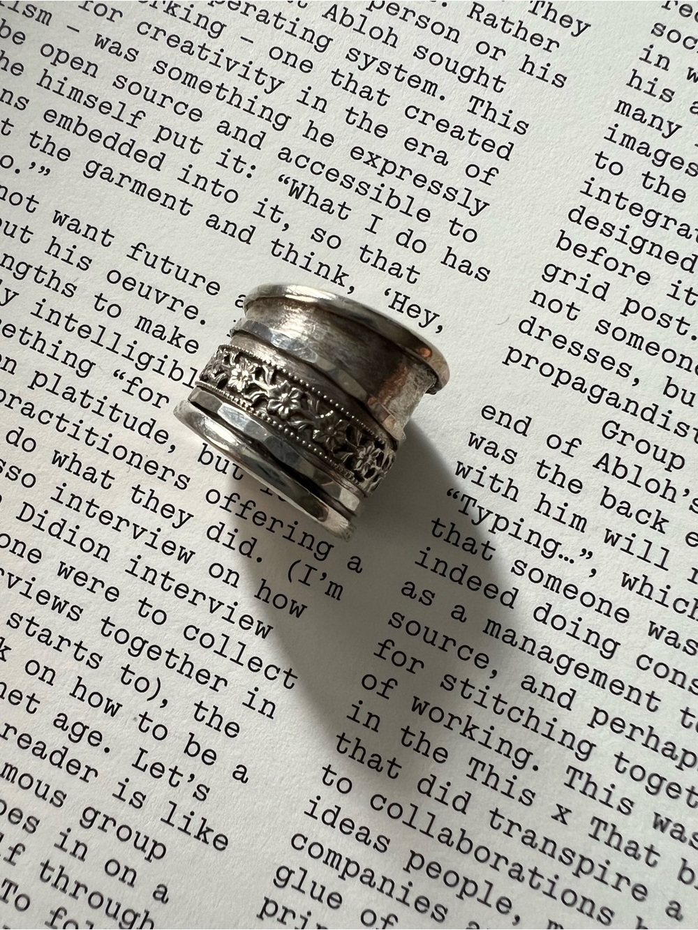 925 Sterling Silver Bohemian Floral Spinner Meditation Ring